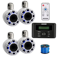 KICKER All-Weather Marine Media Center Receiver with 4X 6.5" LED Tower Speakers White