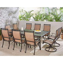 Hanover Manor 11-Piece Outdoor Dining Set with 4 Sling Swivel Rockers and 6 Stationary Chairs Tan