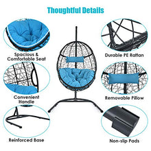 Giantex Hanging Egg Chair, 36.5-Width Oversized Swing Chair with C-Hammock Stand Set, Hammock Chair with Soft Seat Cushion & Pillow, Multifunctional Hanging Chairs for Outdoor Indoor Bedroom (Blue)