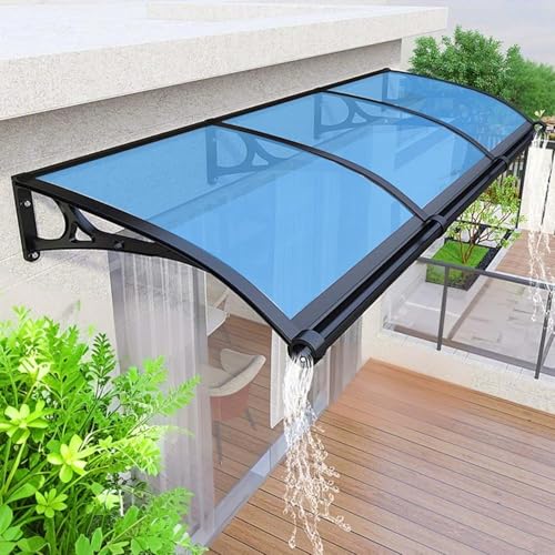 GJZDPMY Door Awnings for Entrance Polycarbonate Window Awning Outdoor Patio Protection Against UV/Rain/Snow Multiple (Dark Gray 47x142in)