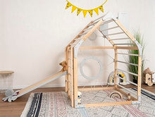 Wood And Hearts Toddler Gym Playhouse Montessori Climbing Set Natural Wood+Gray
