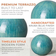 Emissary Handcrafted Ceramic Gazing Ball White Glaze Outdoor Indoor Garden Patio Landscape Yard Planter Decor (Aruba Blue, 20)