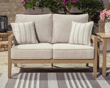 Signature Design by Ashley Hallow Creek Cottage Weather Resistant Outdoor Loveseat with Cushion and 2 Throw Pillows Light Brown & Beige