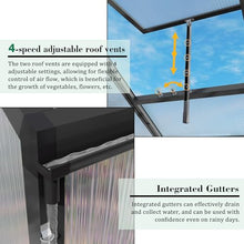 10x12 FT Greenhouse, Heavy Duty Polycarbonate Greenhouses for Outdoors with Thicken Sturdy Aluminum Frame, Large Walk-in Green House with Stakes, Ropes, Roof Vent, for Outside Garden Backyard, Black