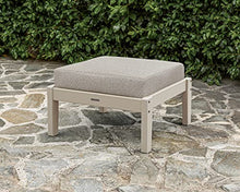 Martha Stewart by POLYWOOD® Chinoiserie Deep Seating Ottoman in Teak/Dune Burlap