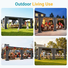 12' x 20' Pergola with Curtain & Adjustable Roof & Aluminum Frame for Patio