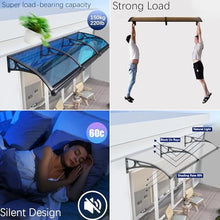 Awnings for Outside，Window awnings Exterior，Aluminum Bracket, Durable Polycarbonate Canopy，Rain & Snow Protection, for Entrance, Balcony, Garage-Blue-120x440cm/47x173in