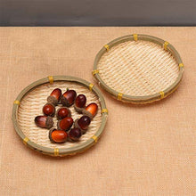 VUBYSG Round Hand-Woven Bamboo Fruit and Vegetable Basket Drain Basket Storage Basket Snack Biscuit Drying Tray Needed,18cm,18cm