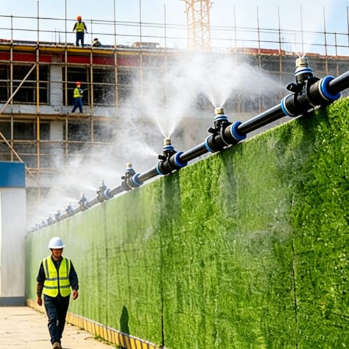 Drip Irrigation System Construction Site Sprinkler Kit with Hose & Nozzles, Dust Control/Heat Dissipation Irrigation System, Outdoor Expandable Misting Cooling System