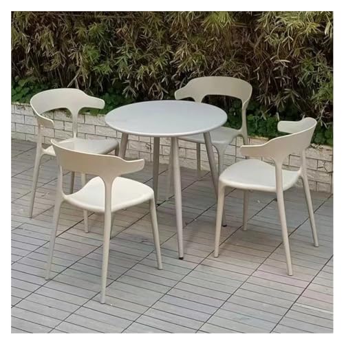 GLigeT Balcony Table and Chair Set Leisure Garden Furniture Sets Outdoor Patio Balcony Table and Chair Waterproof Sunscreen Simple Plastic Chair Bistro Table Set (Color : 4 Chairs 1 Table-G)