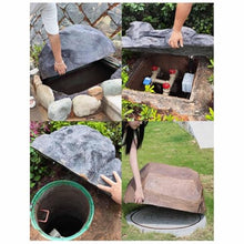 Garden Stones Decorative,Simulated Landscape Rocks,Large Outdoor Hollow Fiberglass Waterproof Cover For Garden Well Cover Decoration,Lightweight Fake Rock Cover,Landscape Rocks Cover(40x35x110cm/15.7x
