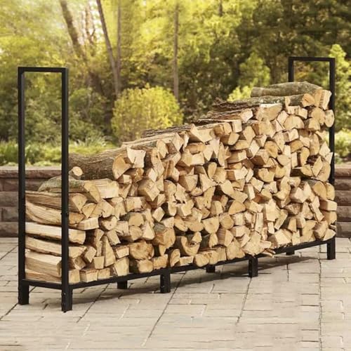 WXPWAMZ Large Outdoor Firewood Rack, Heavy Duty Firewood Stack Storage Rack for Fireplace Patio Deck, Tubular Steel Log Holder