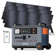 OSCAL PowerMax 6000 Solar Generator with 3×400W Solar Panel, 120V/240V Split Phase Voltage 6000W AC Outlets (9000W Peak), 2200W AC Charging/2400W Solar Charging, Emergency for Home, Battery Backup