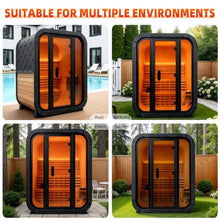 amocane Outdoor Steam Sauna 2 Person, Canadian Hemlock Sauna Spa with 4.5KW ETL Sauna Heater, Traditional Backyard Cube Wooden Sauna with 8mm Tempered Brown Glass, 0-195℉