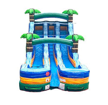 TentandTable 15FT Commercial Inflatable Double Water Slide, Tropical Green