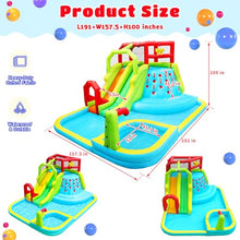 WELLFUNTIME Large Inflatable Water Slide Park with Air Blower