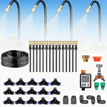 YLANMEI Irrigation System Kit, 360° Adjustable Garden Automatic Irrigation System, Fogging Irrigation Kit, Sprinkler System for Outdoor Plants, for Garden, Yard, Lawn, Greenhouse,50m/164ft+Timer