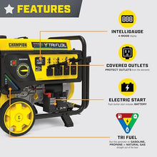 Champion 12,500-Watt Electric Start Tri Fuel Home Backup Portable Generator