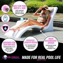 Global Pool Products 2 Lounge Chairs with Connecting Table - Outdoor Chaise Lounge - Patio Lounge Chair with Table for All Pool Types - White