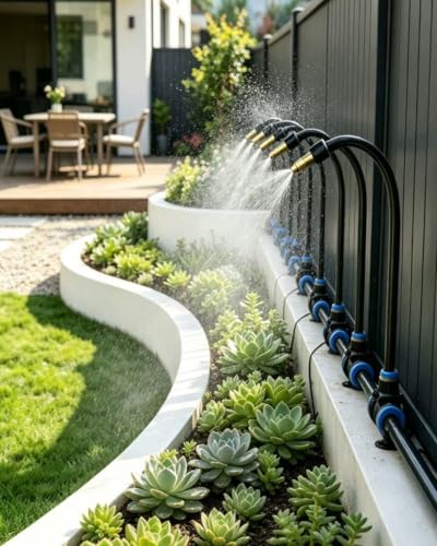 Oracra Flexible Garden Bed Hose Drip Irrigation Kit, Rotation Plant Mister Quick Connect, Misting Cooling Set for Site Fence/Farm, Watering Sprinkler