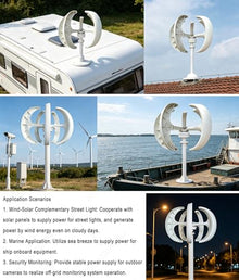 SHENGSHIYU Rotating Wind Turbine Generator,Vertical Axis Wind Power Generation,Start-Up Wind Speed 1.5~2m/s,Vertical Wind Turbine Generator Kit for Street Lights and Home Power Supply 3000W-24V