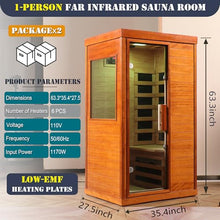 ZAVEROX Mini Home Infrared Sauna with 6 Low EMF Carbon Fiber Heating Panels, Okoume Wood, 35.4x27.5x63.3in