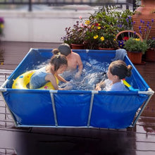 Backyard Rectangle Above Ground Swimming Pool with Frame, Large Water Container Tank Outdoor Garden Patio Agricultural Farm & Rain Barrels, Blue(LxWxH 5x2x1m(10000 L))