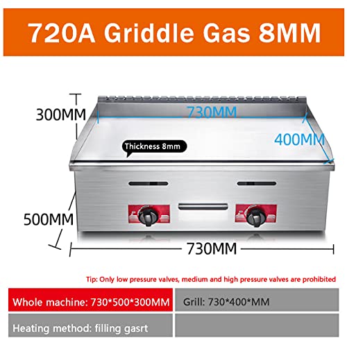 Stainless Steel Gas Burner Tabletop Gas BBQ, Portable Table Ttop Grill, Large Non-Stick Steel Griddle, Teppanyaki Cooking Plate, Our Plancha is Ideal for Outdoor Catering, Easily Transported,720a