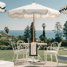 Business & Pleasure Co. Market Umbrella 7' Antique White Boho Fringe Outdoor Patio Umbrella