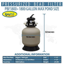 EasyPro Pond Products PBF1800 Pressurized Bead Filter for Ponds & Fish Systems 1800 Gallon Max