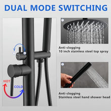 Freestanding Outdoor Shower - Outside Drench Shower for Backyard Garden/Swimming Pool/Beach Courtyard - Outdoor Shower Column with 10" Rain Shower Head and Handheld, Matte Black