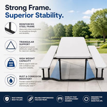 New Home Era Premium 6ft Folding Picnic Table – Heavy-Duty Portable Outdoor Table with Benches | Large Folding Adult Picnic Table for 8 | Backyard, Camping, Patio & Outdoor Gatherings (Pack of 3)