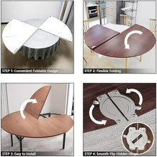 ZDJZMGZ Large 4-Fold Collapsible Round Table Top - Solid Wood Outdoor Table Extender for 10-20 Guests, 59in Yellow Teak, Perfect for Home Gatherings & Parties