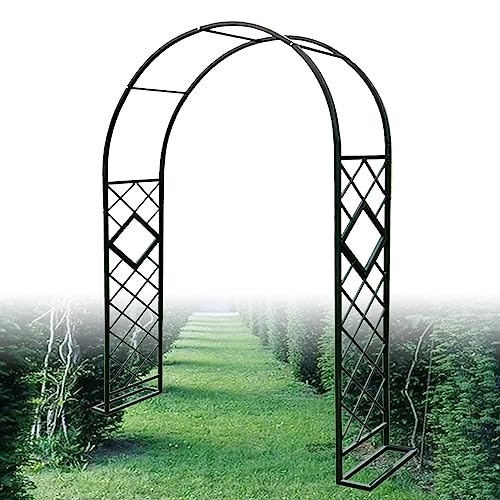 Strong Stable Garden Arches Frame 140-350cm Extra Wide Rose Arch comfortable Standing Wedding Archway Trellis Garden Arch Arbor Metal - Heavy Duty Steel Frame,Easy Assembly(Color:Black,Size:W350x40xH2