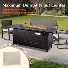 Hexago 57" Propane Fire Pit Table, 50,000 BTU Outdoor Gas Fire Pit, 2-in-1 Rectangular Firepit with Lid, ETL Certified for Garden, Backyard, Patio Gatherings, Mocha