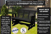 5 FT Black Amish-Made Porch Glider – 1000 lb Heavy-Duty Poly Lumber wood Roll Back Glider – USA Crafted HDPE Outdoor Seating Furniture - Stainless Steel Hardware – Smooth, Quiet Glide, Silent Comfort