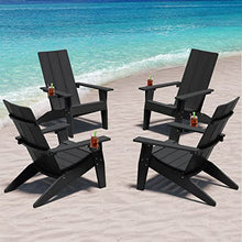 MXIMU Modern Adirondack Chairs Set of 4 Weather Resistant Oversized Plastic Outdoor Fire Pit Seating Black