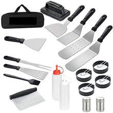 Feilx 19 Pcs Flat Top Grill Accessories, Griddle Accessories Kit with Griddle Spatula, Scraper and Egg Rings, Stainless Steel Griddle Tools Set for Outdoor BBQ and Camping