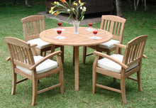 WholesaleTeak New 5 Pc Luxurious Grade-A Teak Dining Set -52" Round Table and 4 Samurai Armless Chairs #WHDSSA4