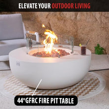 AMS 44" Round Concrete Propane Gas Fire Pit Table Bowl Bundle (Cream White)