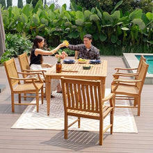 Cambridge Casual Texas 7-Piece Patio Dining Set – Solid Teak Wood Outdoor Furniture with 72-Inch Rectangular Table & 6 Chairs – Umbrella Hole – Weather-Resistant for Backyard or Garden