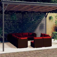 LDEWOAMEG 12 Piece Patio Lounge Set with Cushions Brown Poly Rattan