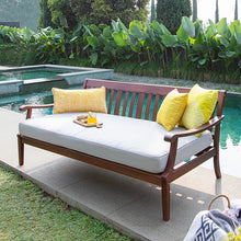 Cambridge Casual Solid Wood Como Daybed, 3-Seater Patio Sofa Bed with Removable Cushion, Weather-Resistant Frame, Natural Brown/Oyster