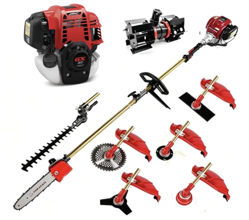 GX50 4 Stroke 8 in 1 Hedge Trimmer Shear Gas Powered Pole Saw Weed Eater Tiller Cultivator