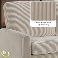 Serta® Darnold 53.5" Pull-Out Sleeper Loveseat, Twin Size, Dreamcoil® Comfort, Memory Foam Pull-Out Mattress, USB-C and USB-A Power Ports, Soft Corduroy Fabric, Beige