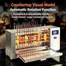 Commercial Stainless Steel BBQ Kebab Grill, Auto-Rotating Barbecue Stove with Touch Screen,10-Speed Temperature Control,Visualization Smokeless Skewer (28 Skewers)