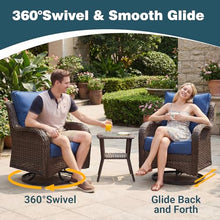 SAILARY Patio Furniture Set, 10PCS Outdoor Wicker Conversation Set with 6" Thick Cushions, High Back Rattan Sofa & Swivel Rocker Chairs, Weather Resistant Olefin Fabric for Garden, Poolside, Navy Blue