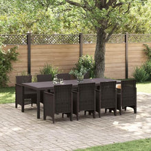 LKJVFCPW 9 Piece Garden Dining Set, Brown Outdoor Patio Furniture, Rectangular Table and 8 Comfortable Chairs for Backyard, Terrace, and Lawn Seating