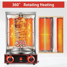 pedenencelia Vertical BBQ Machine Commercial,with Shovel,Stainless Steel Grill Machine,Removable and Washable,360° Rotating Heating,for Grilling Meat and Vegetables