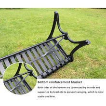Outdoor Porch Garden Bench, Weatherproof Cast Iron Frame Chair Yard Front Porch Path Yard Lawn Bench,Park Bench with Armrests and Backrest,for Entrance Decor Deck Furniture